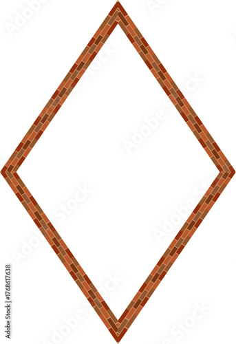 Rhombus frame brick brickwork brown border picture frame vintage retro antique handcraft framework architecture decorative element isolated background 