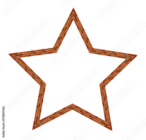 Star frame brick brickwork brown border picture frame vintage retro antique handcraft framework architecture decorative element isolated background 