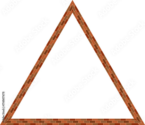 Triangle frame brick brickwork brown border picture frame vintage retro antique handcraft framework architecture decorative element isolated background 