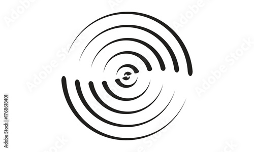 Minimalist black and white abstract vector illustration of four geometric line shapes including circle, diamond, torus, and organic loop