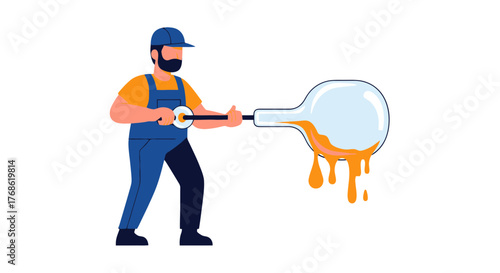 Craftsman Manipulating Molten Material Creating Unique Forms and Visual Appeal