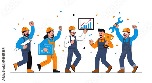 Craftsmanship Crew Celebrating Success After Achieving Important Project Goals