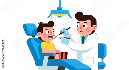 Dentist Performing Oral Examination Checking The Teeth Of A Young Patient During Appointment