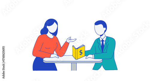 Discussion About Finance Between Two Individuals With A Modern And Minimalistic Style