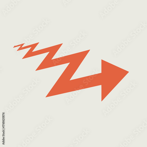 An orange zigzag arrow pointing to the right on a white background in a simple graphic design style