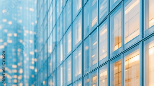 Wallpaper Mural Modern glass office building facade with reflective windows in financial district at sunset Torontodigital.ca