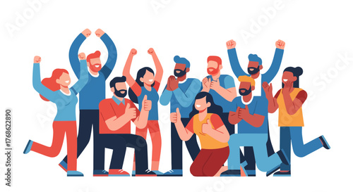 Diverse Group Celebrating Success and Expressing Positive Emotions in Style