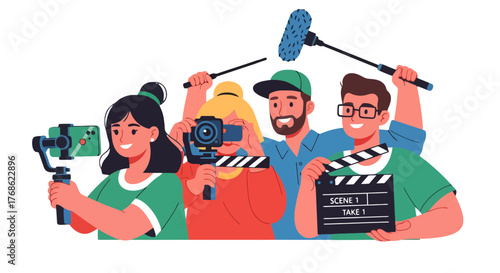 Diverse Filmmaking Team Capturing Moments With Technology And Cinematic Tools