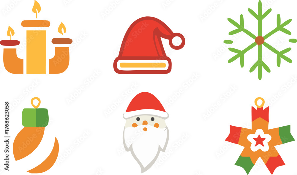 Fototapeta premium Festive Icons for Holiday Celebrations and Decorations