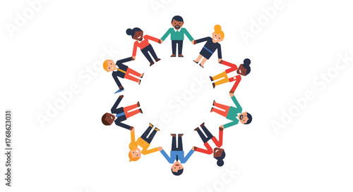 Diverse Group Of People Holding Hands To Express Unity, Togetherness And Solidarity