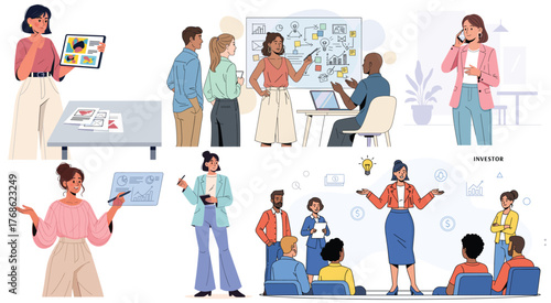 Business people characters office workers team managers concept set collection. Vector graphic design element illustration