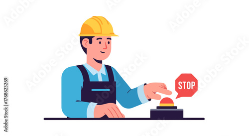 Engineer Manually Stopping a System, An Illustrated Concept for Emergency and Safety