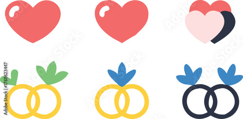 Romantic Icons: Hearts and Wedding Rings