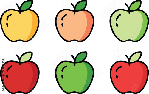 Apple Cliparts Set Featuring Colorful Vector Fruits