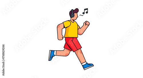 Energetic Athlete Jogging While Listening To Music With a Minimalist Design