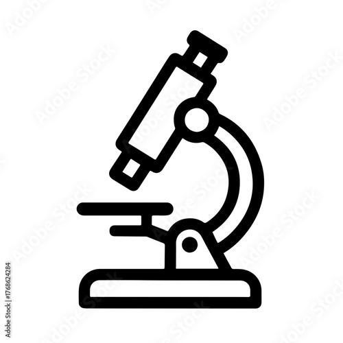 Microscope Outline Icon: Clean line icon of a microscope symbolizing scientific research, biology, or laboratory analysis for educational or professional use.