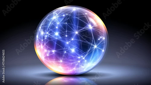 Abstract Network Connection within Spheres Visualizing Data Flow and Global Communication