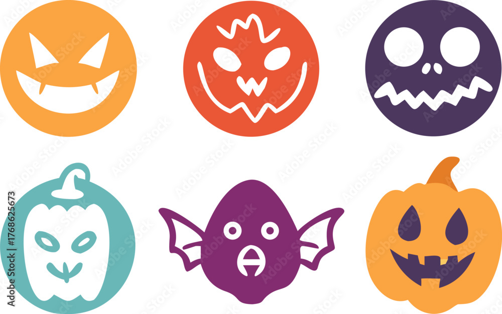 Fototapeta premium Halloween Pumpkins Clipart Set for Spooky Holiday Designs