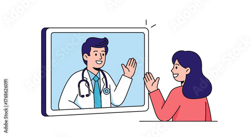 Friendly doctor offering online consultation to patient, ensuring convenient healthcare access and personalized support through virtual telemedicine appointment