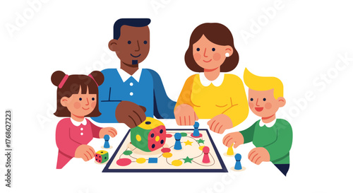 Family Enjoying Game Night Together, Playing Board Games for Entertainment and Bonding