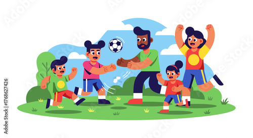 Family Playing Soccer in the Park, A Joyful Moment of Play and Bonding