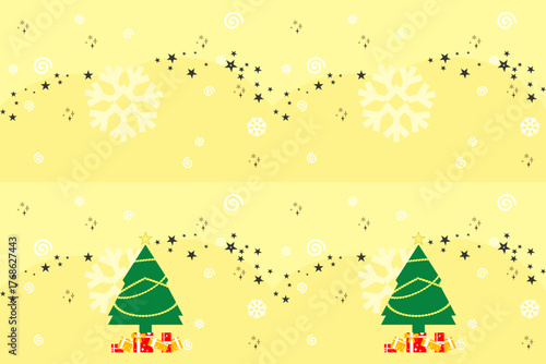christmas card with christmas tree. seamless stars tree and snowflakes.Native American tribal fabric,design illustration for woven textile printing, xmas, picture books, New Year's gift wrapping paper