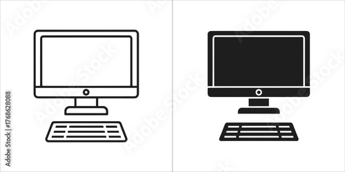 Desktop computer and keyboard icon