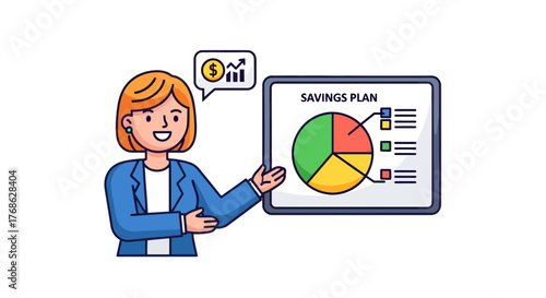 Financial Advisor Presents Savings Plan and Market Growth Visualization for Investment