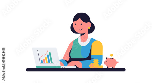 Financial Planning and Investment Strategy Depicted in a Colorful Digital Illustration