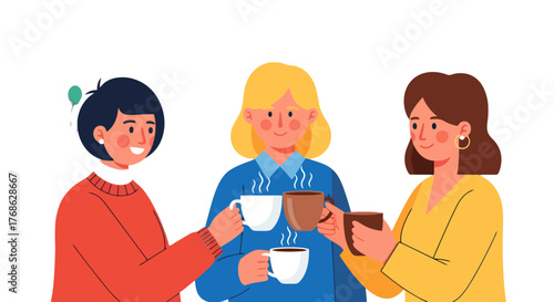 Friends Gathering Together Enjoying Coffee And Celebrating A Special Moment