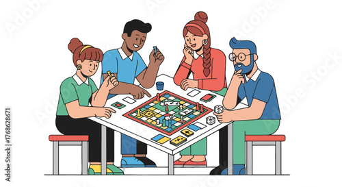 Friends Play Board Game Together, Enjoying The Moment, Having Fun, And Laughing