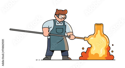 Glassblower Crafting An Artistic Form Using Heat And Skilled Technique On Black