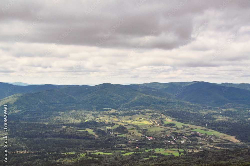 Fototapeta premium beautiful mountain landscape in the Bieszczady National Park; Bieszczady Mountains beauty in nature