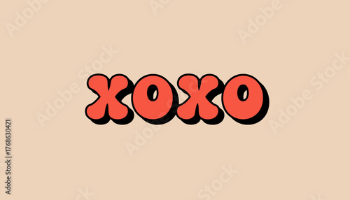 Retro xoxo hugs and kisses vector illustration for digital and print design