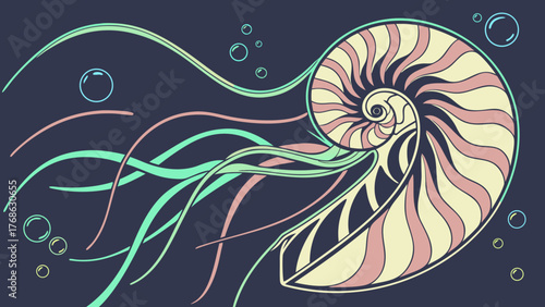 Abstract colorful floral snail pattern vector design