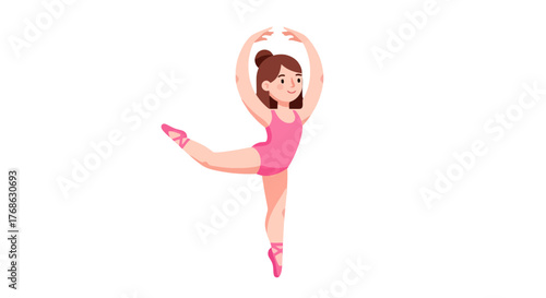 Graceful Dancer Performing Ballet in a Pink Outfit on Solid Black Background