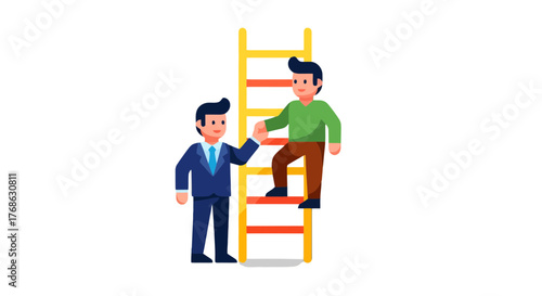Illustration Depicting Support and Assistance to Achieve Successes in Corporate Environments
