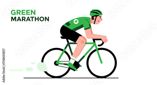 Green Cyclist During Triathlon, Active Lifestyle, Sustainable, Healthy, and Energetic