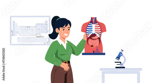Illustration Of Anatomy and Education, Showing The Human Body and Science Exploration