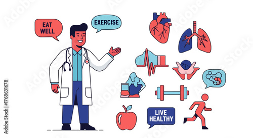 Healthy Lifestyle Doctor Advocate: Eat Well, Exercise, Live Healthy, Medical Advice and Wellbeing