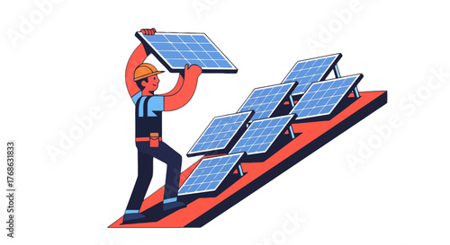 Illustration Of Solar Panel Installation Demonstrating Renewable Energy Principles