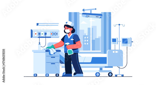 Hospital Hygiene And Sterilization Procedures During Healthcare Epidemic Precautions Illustration