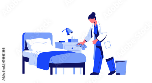 Hospital Room Cleaning: Healthcare Professional Disinfecting For Cleanliness and Hygiene