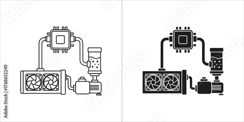 Computer liquid cooling system with fans and pump