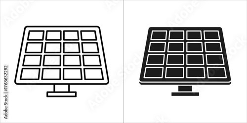 Solar panel, outline and filled