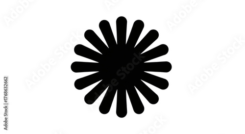 Black Sunburst Icon for Web Design App Button Loading Spinner Graphic Element