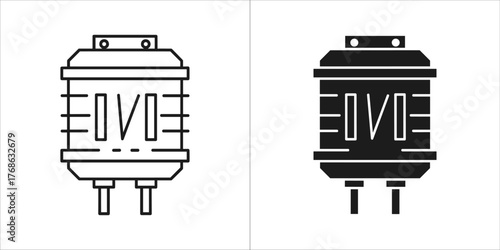Computer monitor screen, outline and filled versions