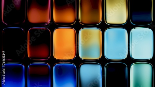 Wallpaper Mural Abstract glass tiles with colorful reflections and geometric square shapes, modern digital background. 3d render illustration. Torontodigital.ca