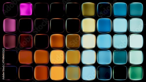 Wallpaper Mural Futuristic glass mosaic with glowing reflections and bright color gradients. 3d render illustration. Torontodigital.ca