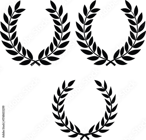 Vector laurel wreath icons set scalable eps for motorsport and achievement illustrations vector
